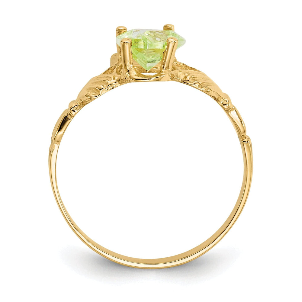 Lovely Rita's Ring 14k Yellow Gold August Birthstone Claddagh Ring