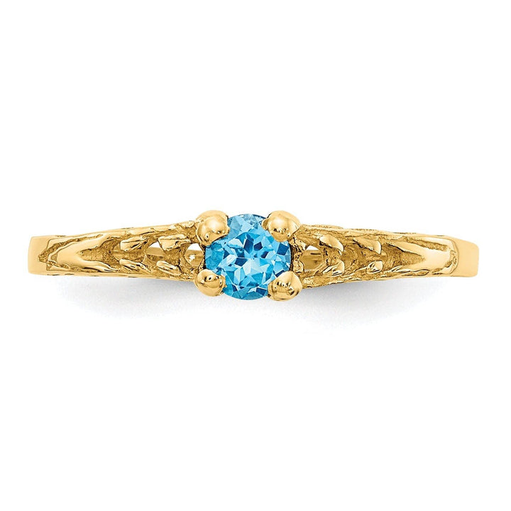 Lovely Rita's Ring 14k Yellow Gold Blue C.Z Birthstone Baby Ring