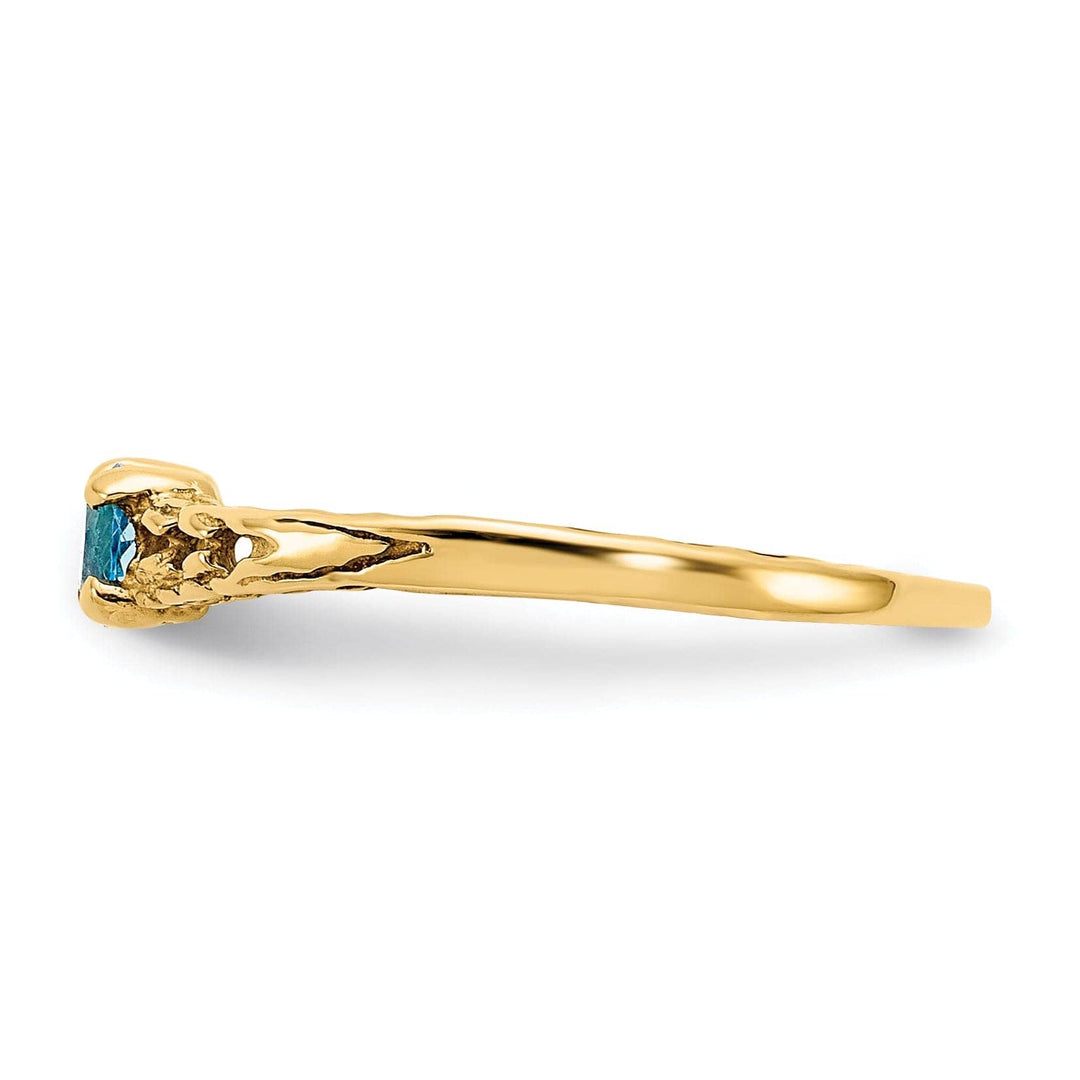 Lovely Rita's Ring 14k Yellow Gold Blue C.Z Birthstone Baby Ring