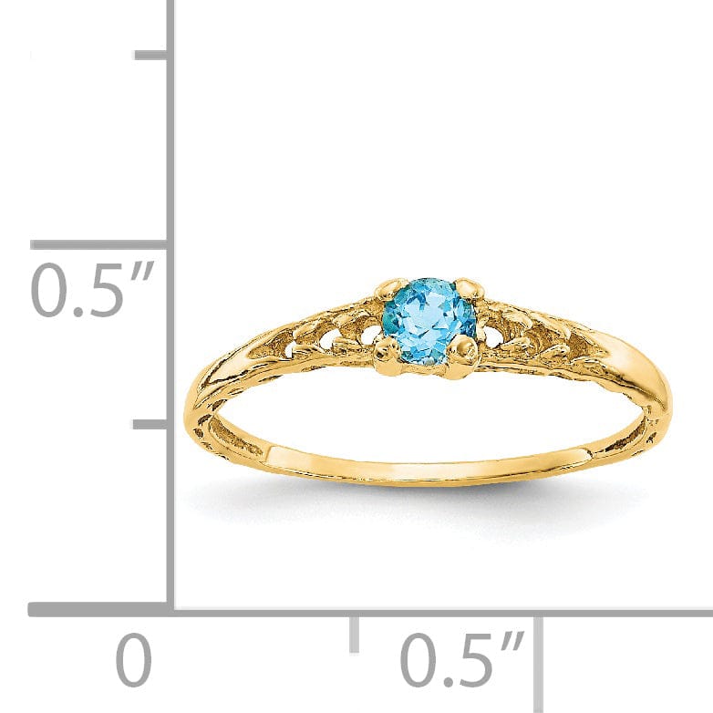 Lovely Rita's Ring 14k Yellow Gold Blue C.Z Birthstone Baby Ring