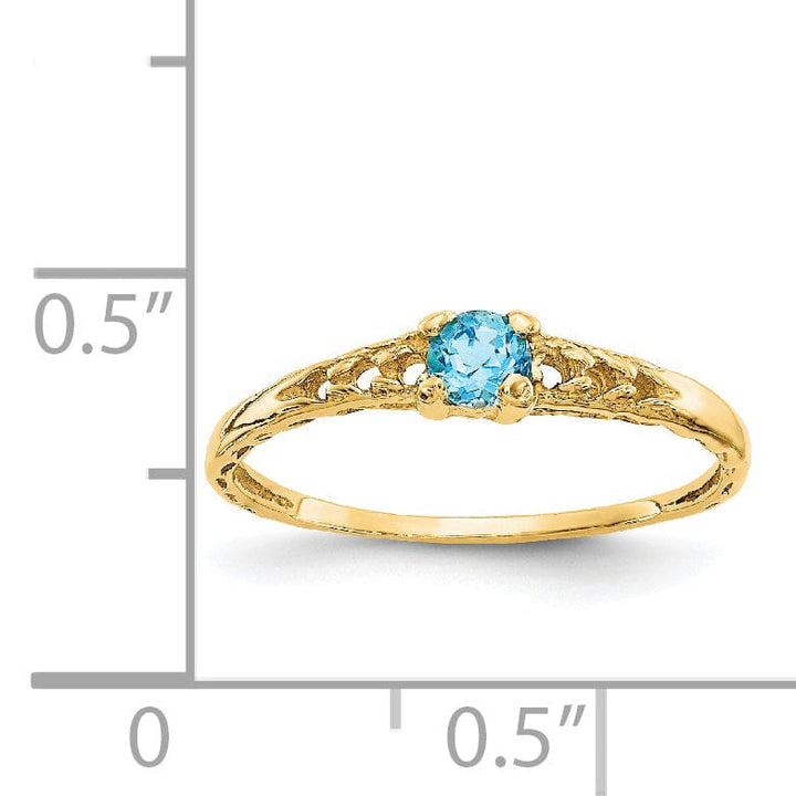 Lovely Rita's Ring 14k Yellow Gold Blue C.Z Birthstone Baby Ring
