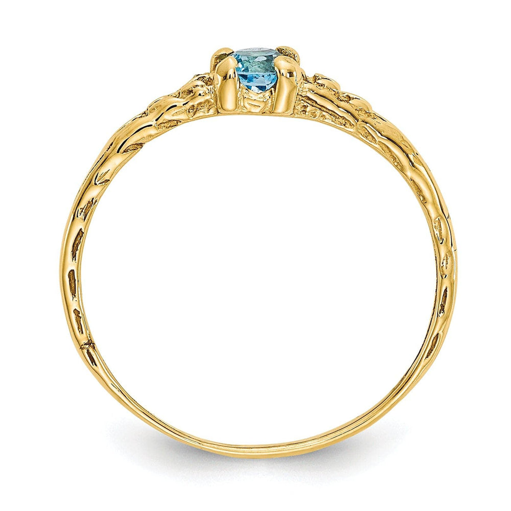Lovely Rita's Ring 14k Yellow Gold Blue C.Z Birthstone Baby Ring