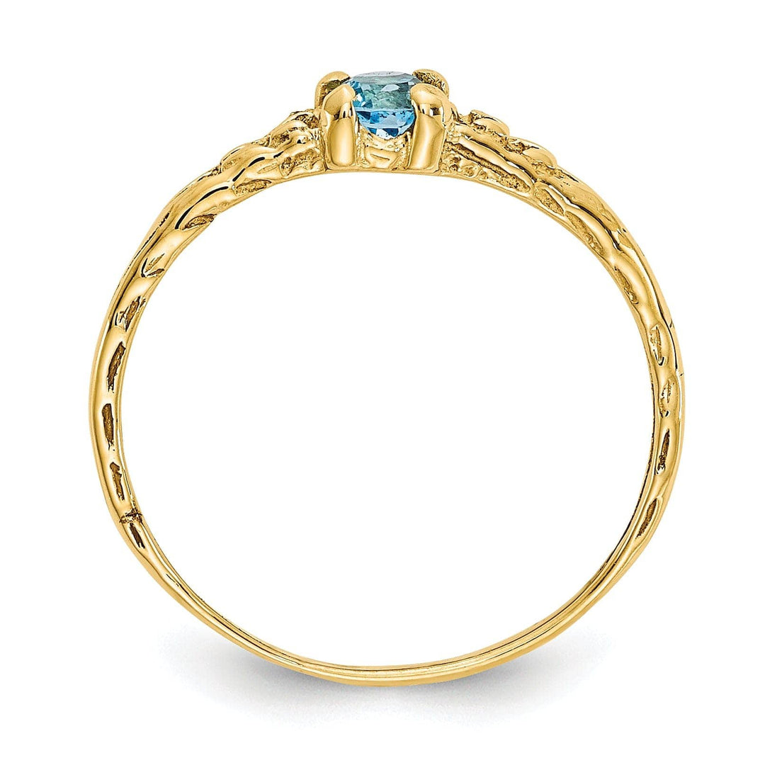 Lovely Rita's Ring 14k Yellow Gold Blue C.Z Birthstone Baby Ring