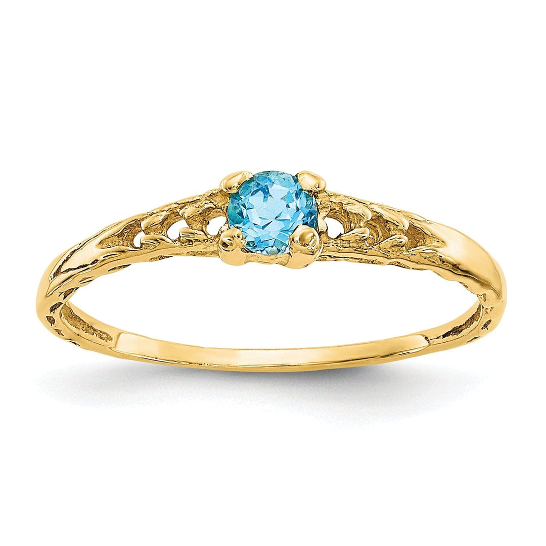 Lovely Rita's Ring 14k Yellow Gold Blue C.Z Birthstone Baby Ring