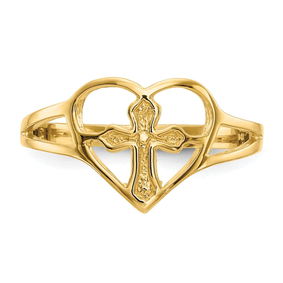 Lovely Rita's Ring 14k Yellow Gold Cross in Heart Ring