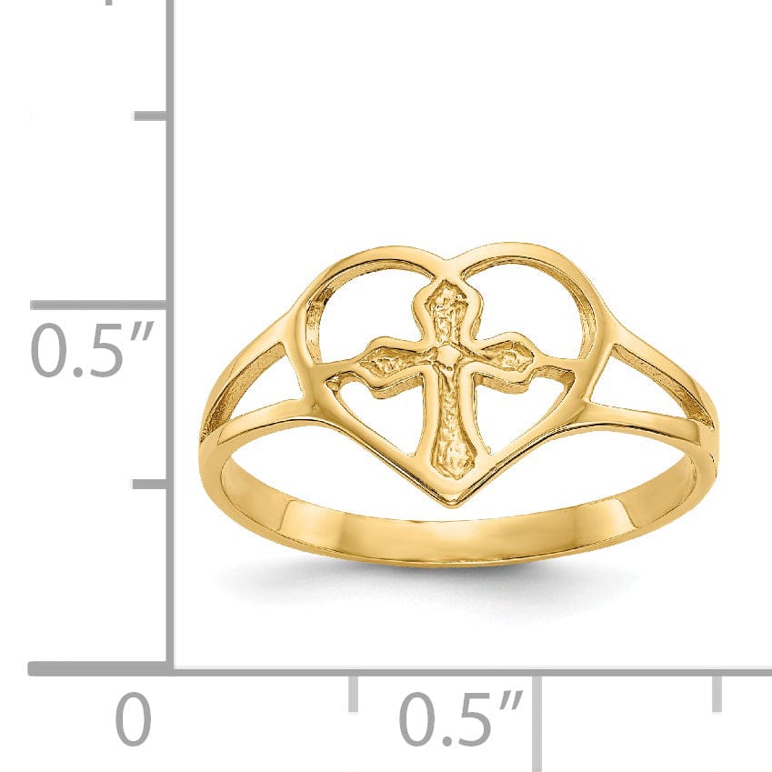 Lovely Rita's Ring 14k Yellow Gold Cross in Heart Ring