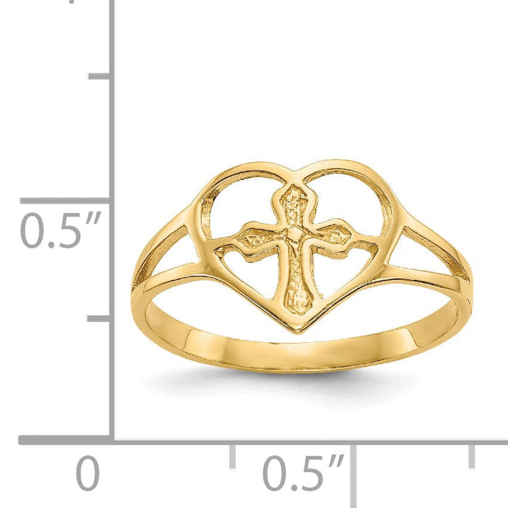 Lovely Rita's Ring 14k Yellow Gold Cross in Heart Ring