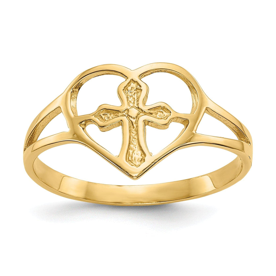 Lovely Rita's Ring 14k Yellow Gold Cross in Heart Ring