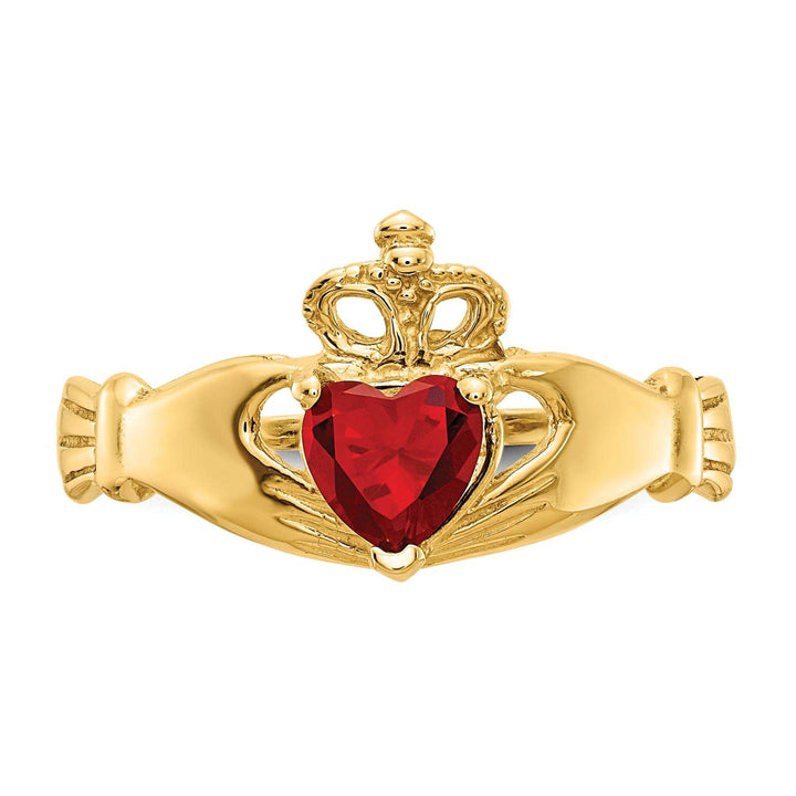 Lovely Rita's Ring 14k Yellow Gold CZ Birthstone Claddagh Heart Ring