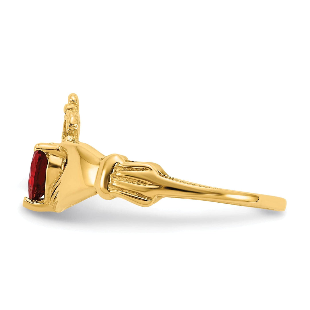 Lovely Rita's Ring 14k Yellow Gold CZ Birthstone Claddagh Heart Ring