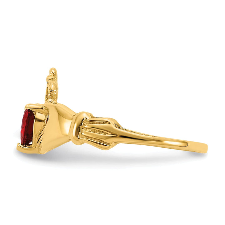 Lovely Rita's Ring 14k Yellow Gold CZ Birthstone Claddagh Heart Ring