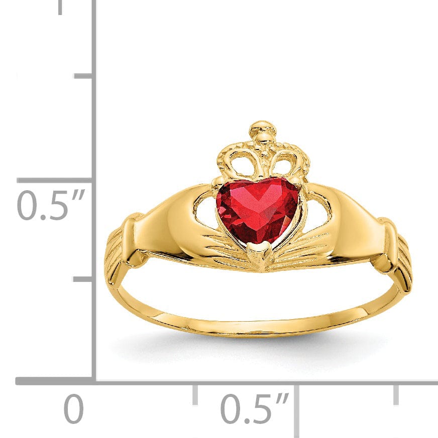 Lovely Rita's Ring 14k Yellow Gold CZ Birthstone Claddagh Heart Ring