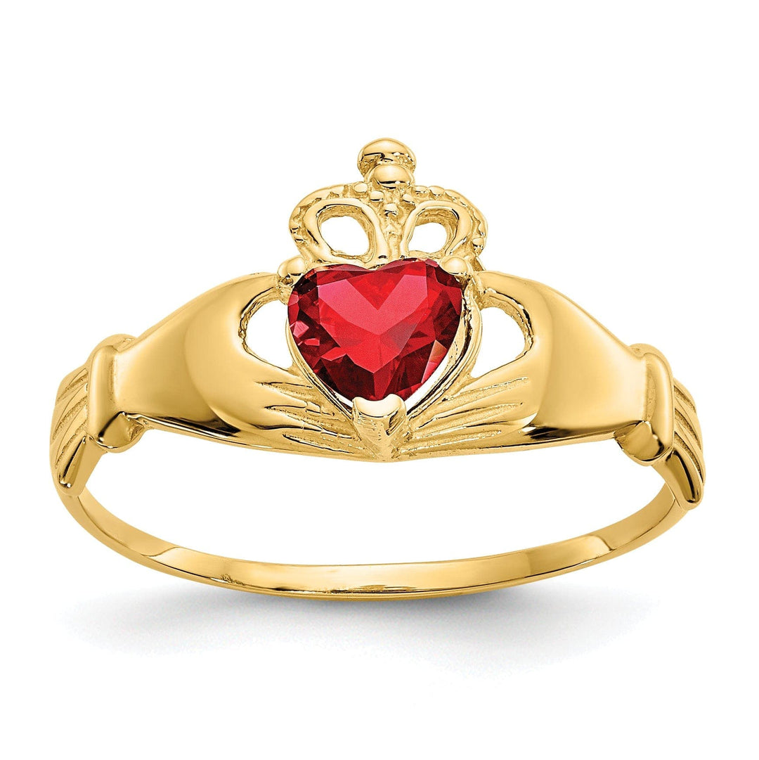 Lovely Rita's Ring 14k Yellow Gold CZ Birthstone Claddagh Heart Ring