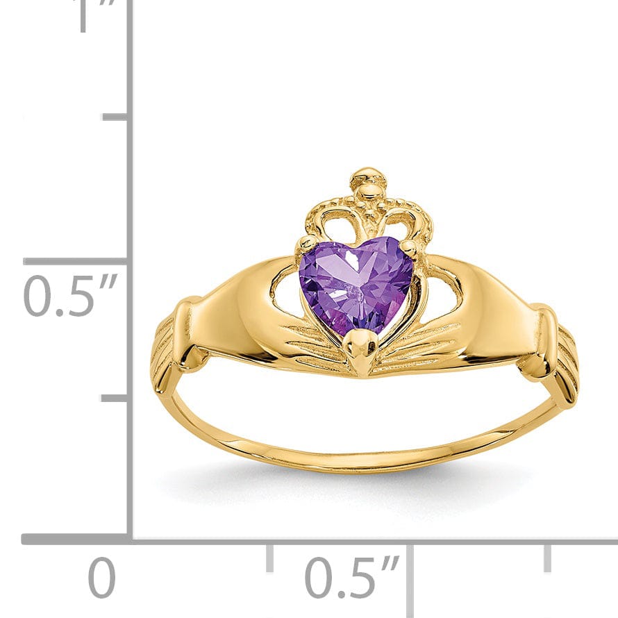 Lovely Rita's Ring 14k Yellow Gold CZ Birthstone Claddagh Heart Ring