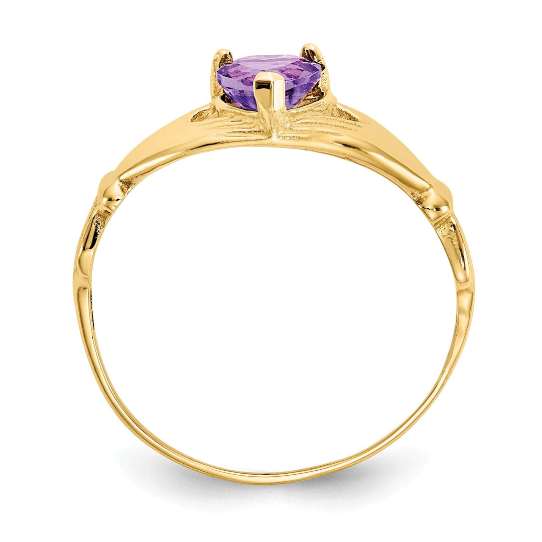 Lovely Rita's Ring 14k Yellow Gold CZ Birthstone Claddagh Heart Ring