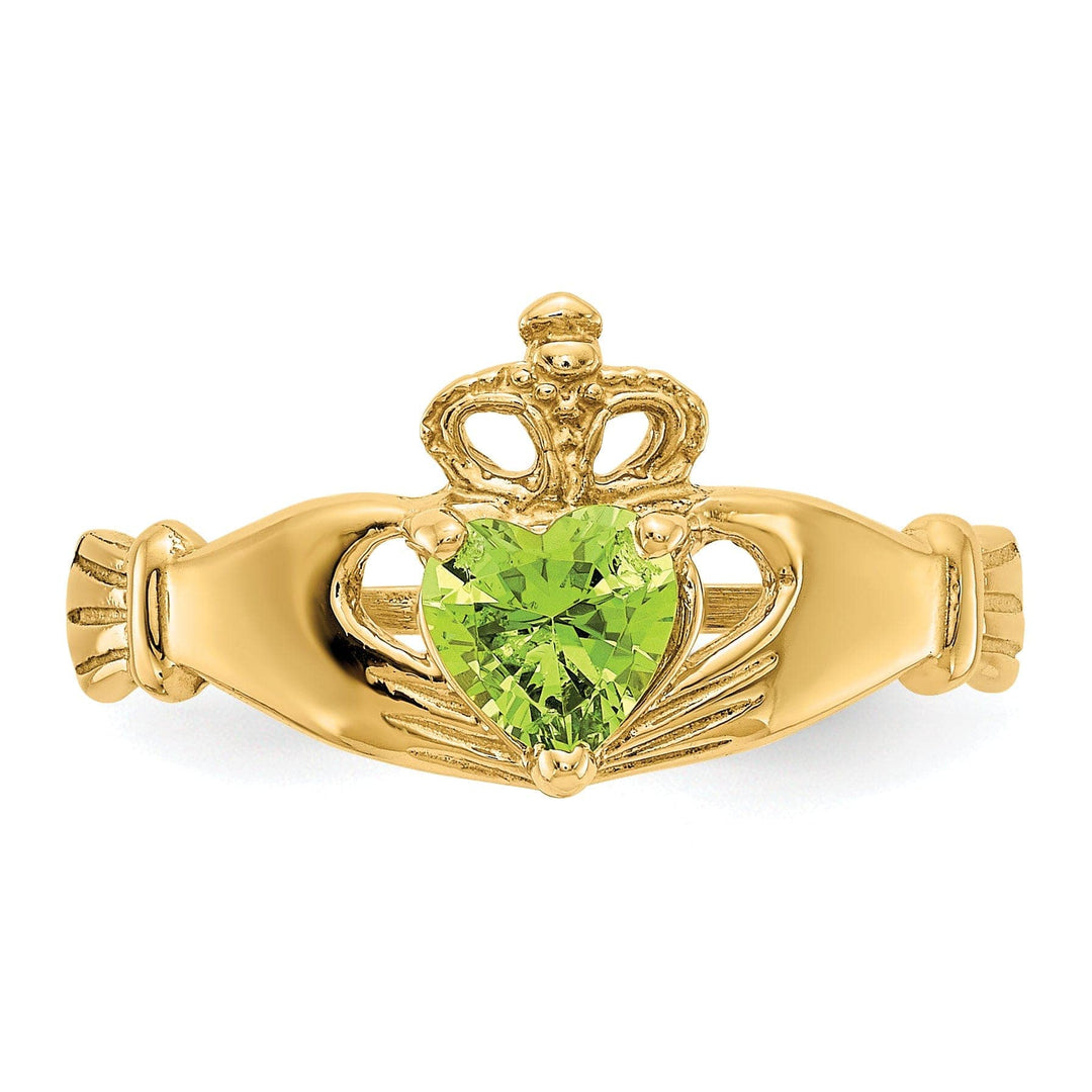 Lovely Rita's Ring 14k Yellow Gold CZ Birthstone Claddagh Heart Ring