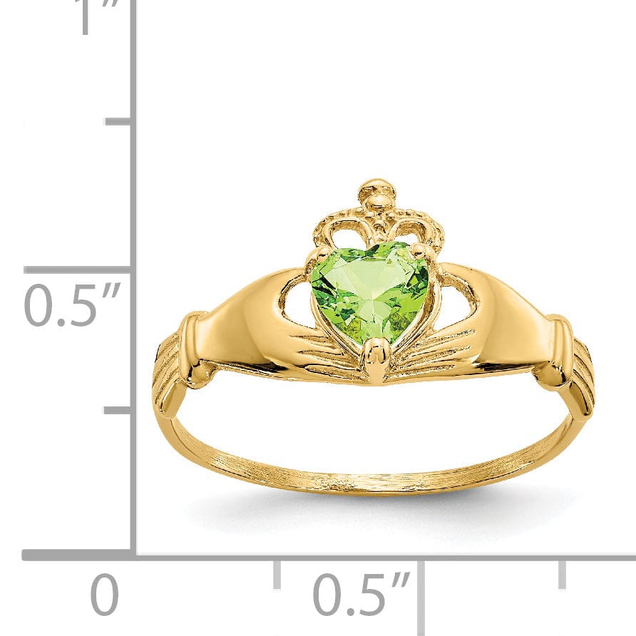Lovely Rita's Ring 14k Yellow Gold CZ Birthstone Claddagh Heart Ring