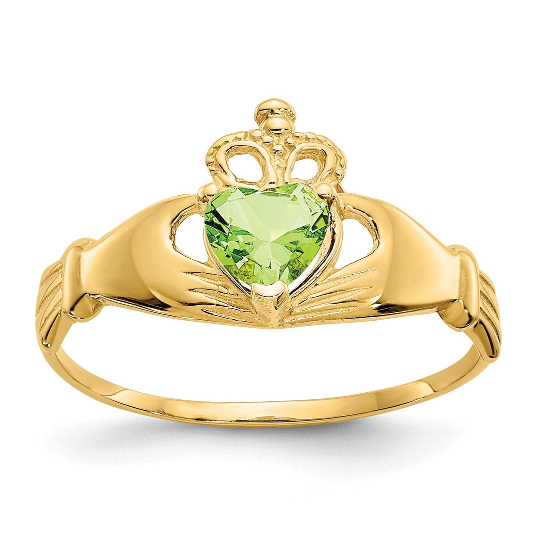 Lovely Rita's Ring 14k Yellow Gold CZ Birthstone Claddagh Heart Ring