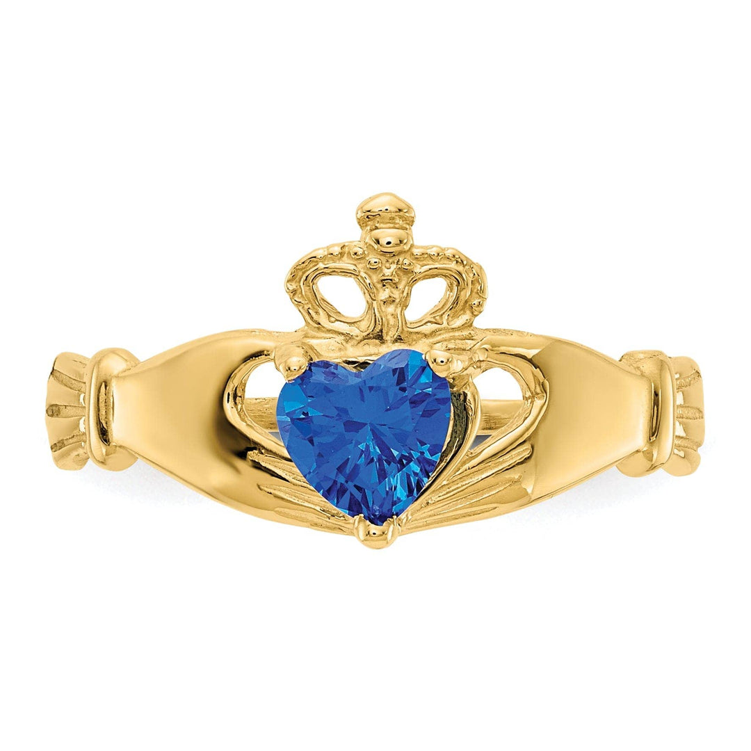 Lovely Rita's Ring 14k Yellow Gold CZ Birthstone Claddagh Heart Ring