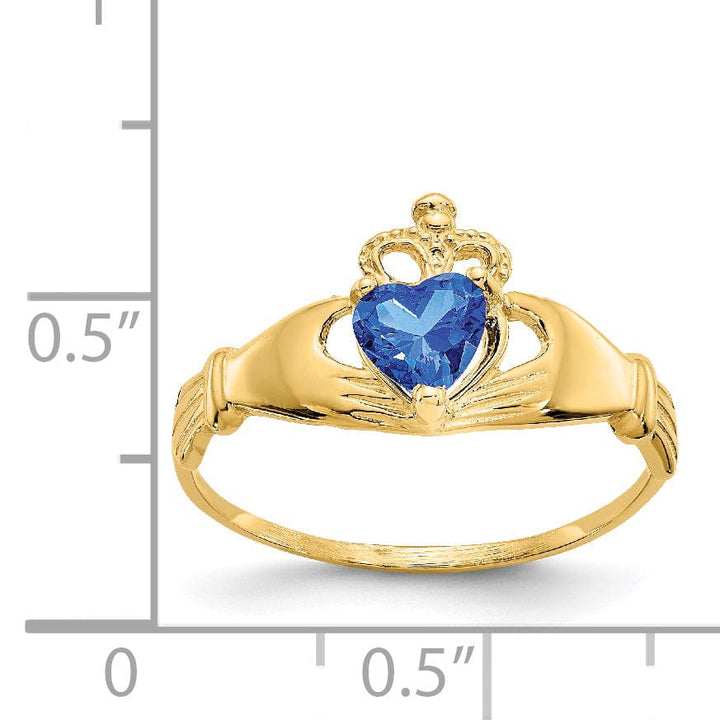 Lovely Rita's Ring 14k Yellow Gold CZ Birthstone Claddagh Heart Ring