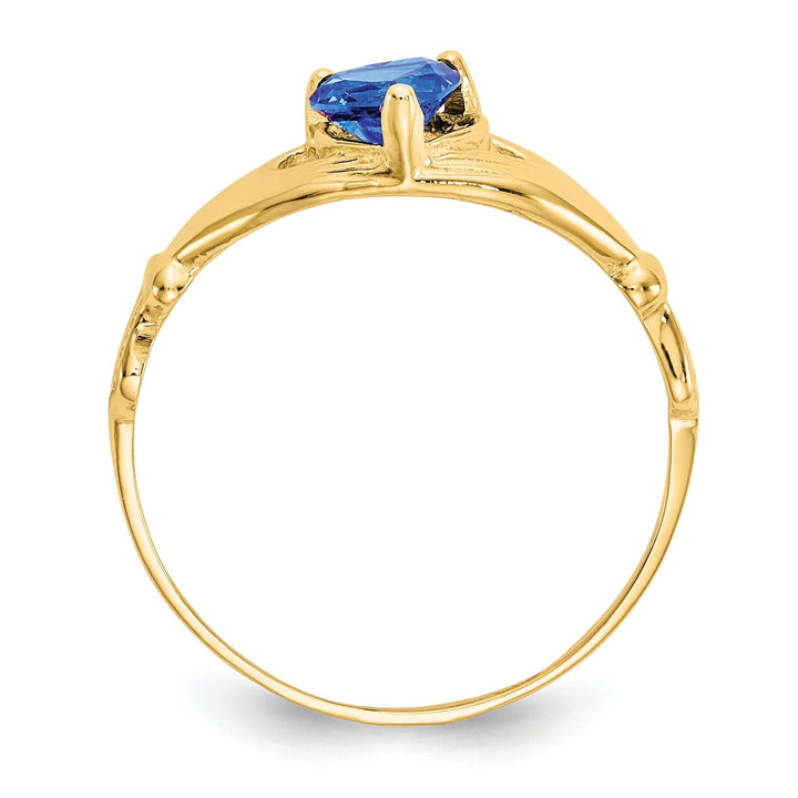 Lovely Rita's Ring 14k Yellow Gold CZ Birthstone Claddagh Heart Ring