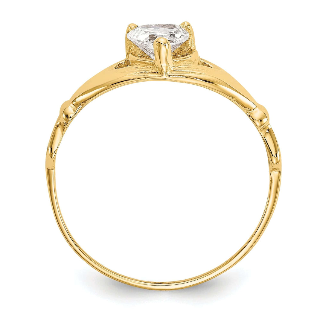 Lovely Rita's Ring 14k Yellow Gold CZ Birthstone Claddagh Heart Ring