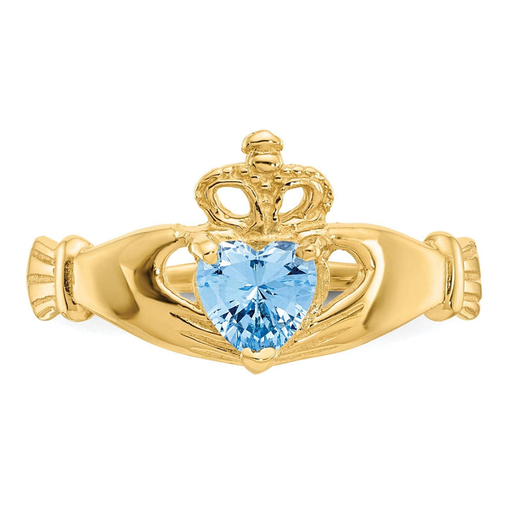 Lovely Rita's Ring 14k Yellow Gold CZ Birthstone Claddagh Heart Ring