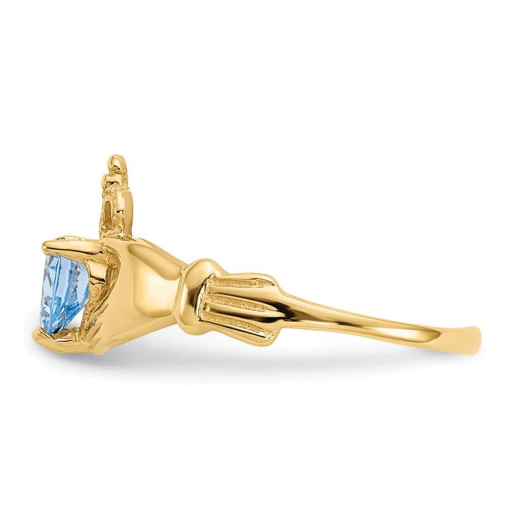 Lovely Rita's Ring 14k Yellow Gold CZ Birthstone Claddagh Heart Ring