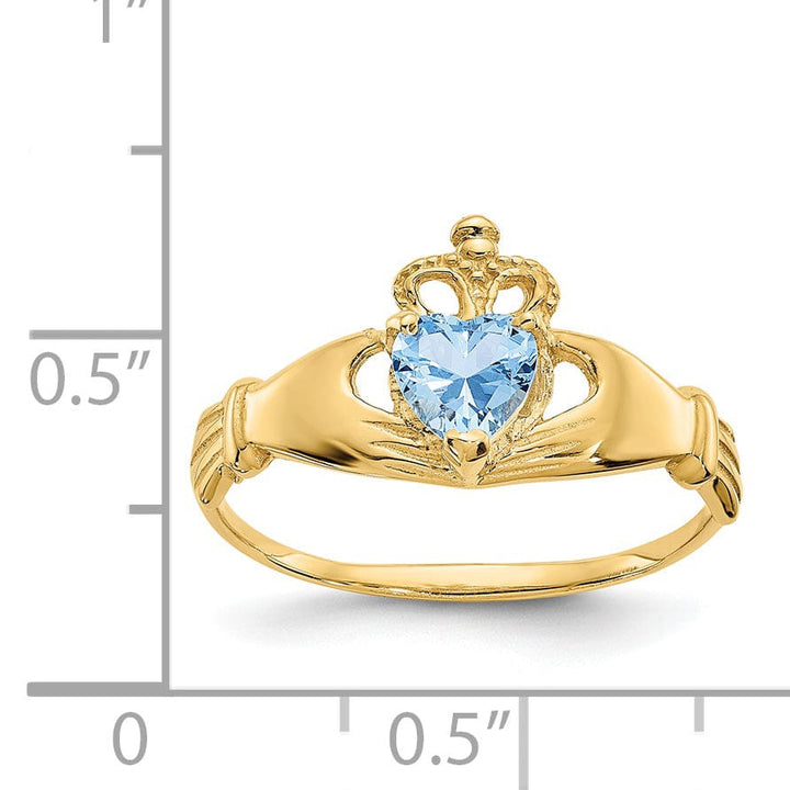 Lovely Rita's Ring 14k Yellow Gold CZ Birthstone Claddagh Heart Ring