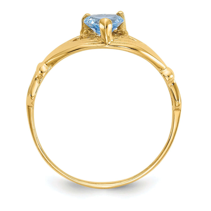 Lovely Rita's Ring 14k Yellow Gold CZ Birthstone Claddagh Heart Ring
