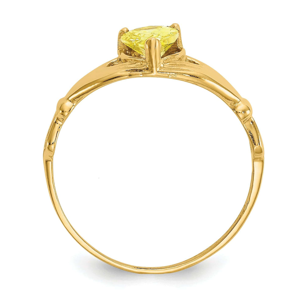 Lovely Rita's Ring 14k Yellow Gold CZ Birthstone Claddagh Heart Ring