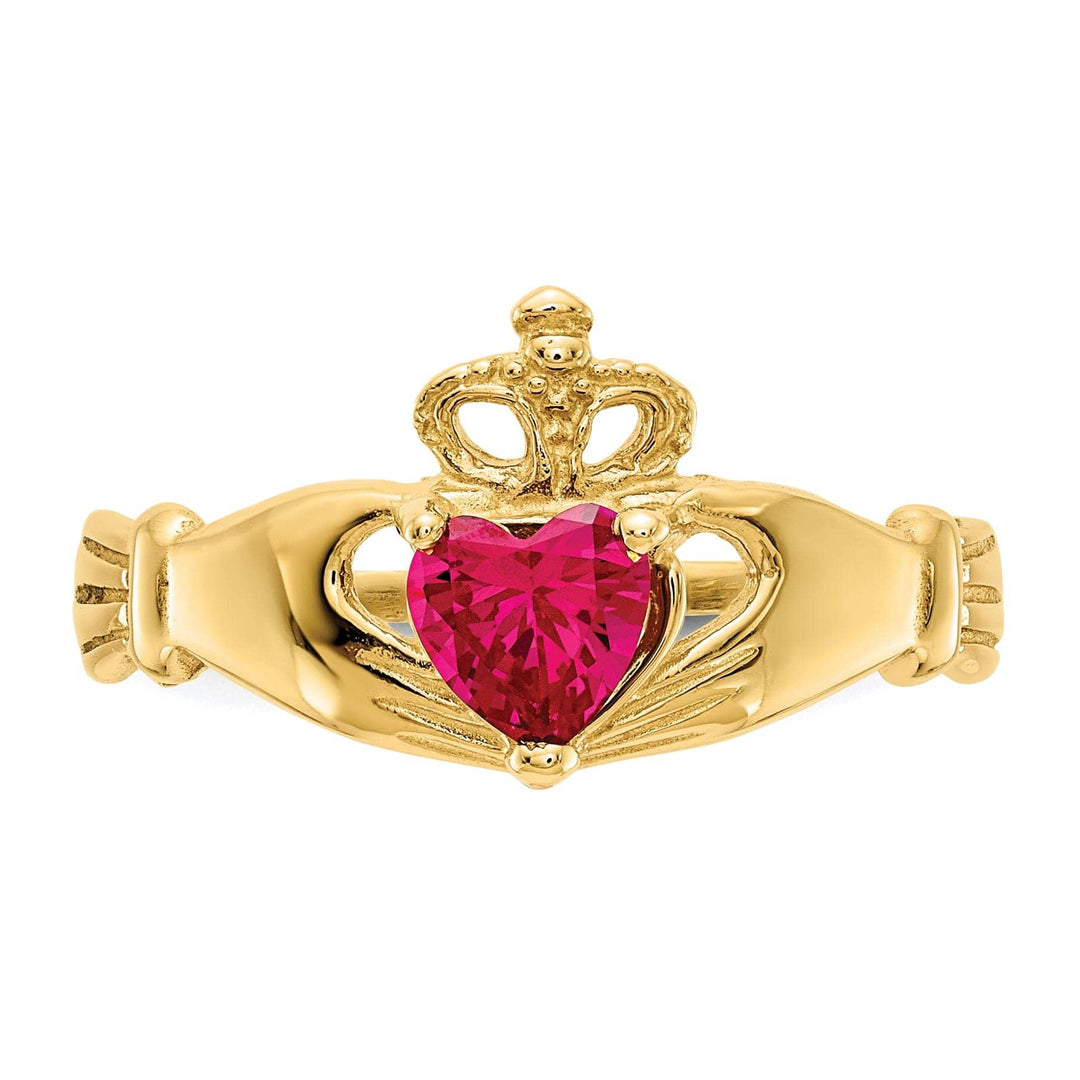 Lovely Rita's Ring 14k Yellow Gold CZ July Birthstone Claddagh Heart Ring