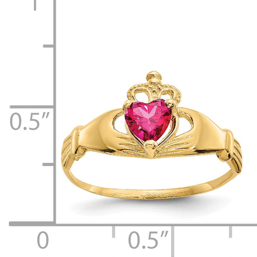 Lovely Rita's Ring 14k Yellow Gold CZ July Birthstone Claddagh Heart Ring