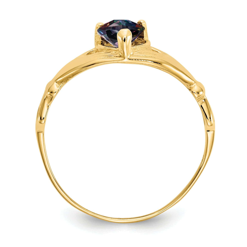 Lovely Rita's Ring 14k Yellow Gold CZ June Birthstone Claddagh Heart