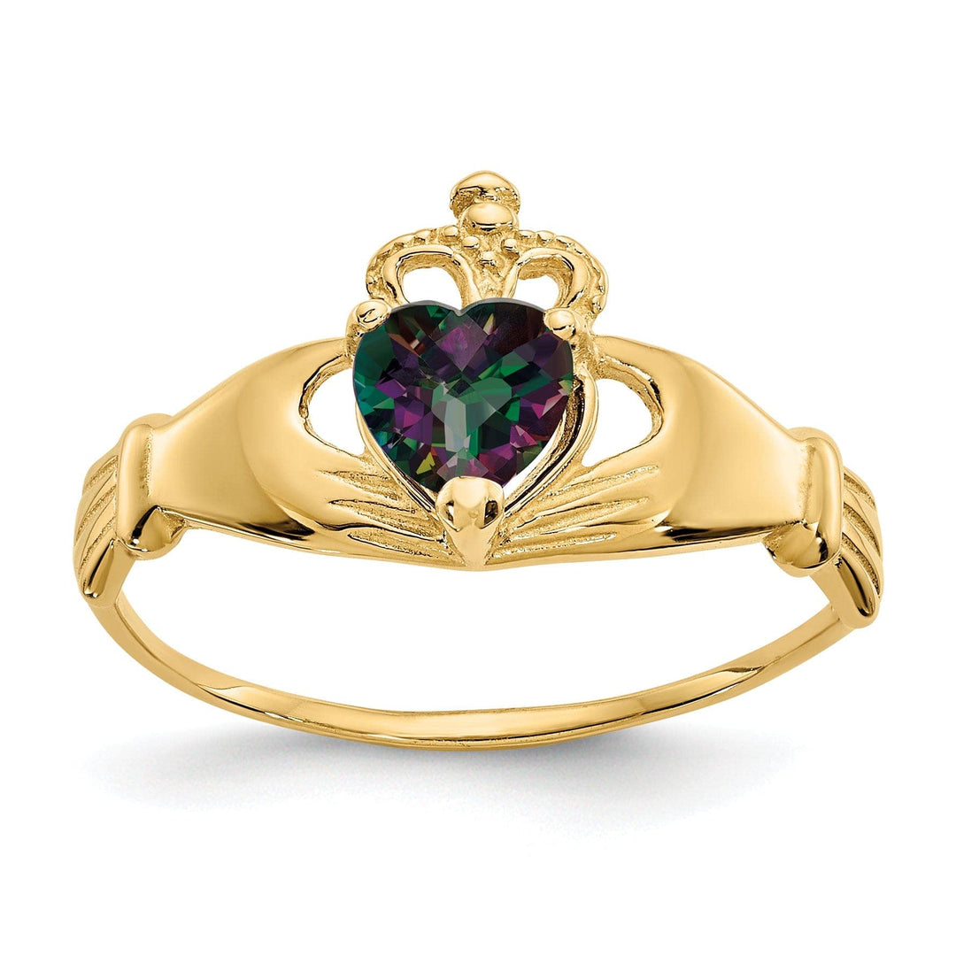 Lovely Rita's Ring 14k Yellow Gold CZ June Birthstone Claddagh Heart
