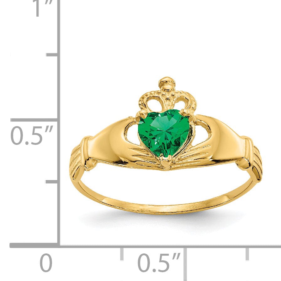 Lovely Rita's Ring 14k Yellow Gold CZ May Birthstone Claddagh Heart RIng