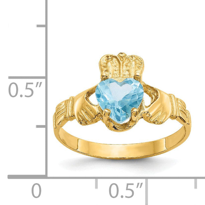 Lovely Rita's Ring 14k Yellow Gold December Birthstone Claddagh Ring