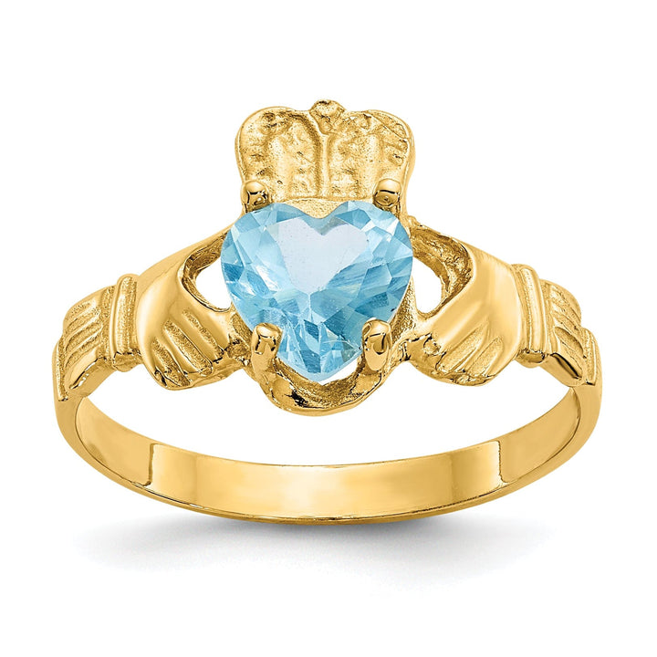 Lovely Rita's Ring 14k Yellow Gold December Birthstone Claddagh Ring