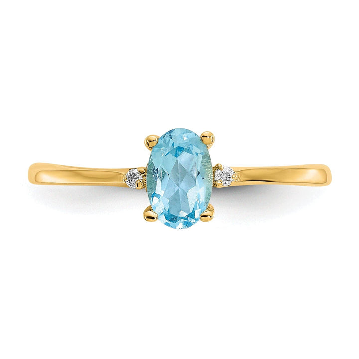 Lovely Rita's Ring 14k Yellow Gold Diamond Blue Topaz Ring