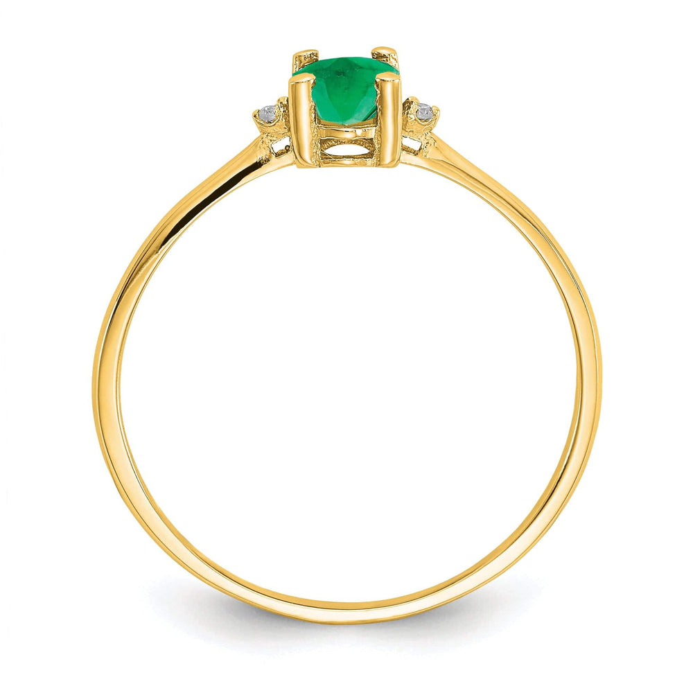 Lovely Rita's Ring 14k Yellow Gold Diamond Emerald Birthstone Ring