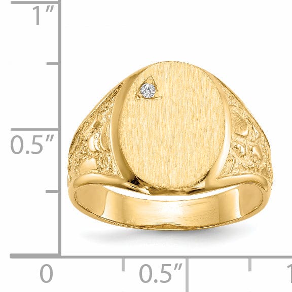 Lovely Rita's Ring 14k Yellow Gold Diamond Men's Burnish Signet Ring