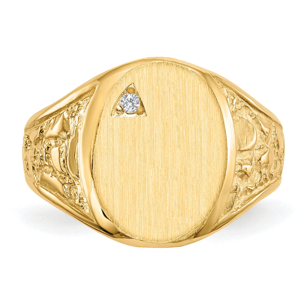 Lovely Rita's Ring 14k Yellow Gold Diamond Men's Burnish Signet Ring