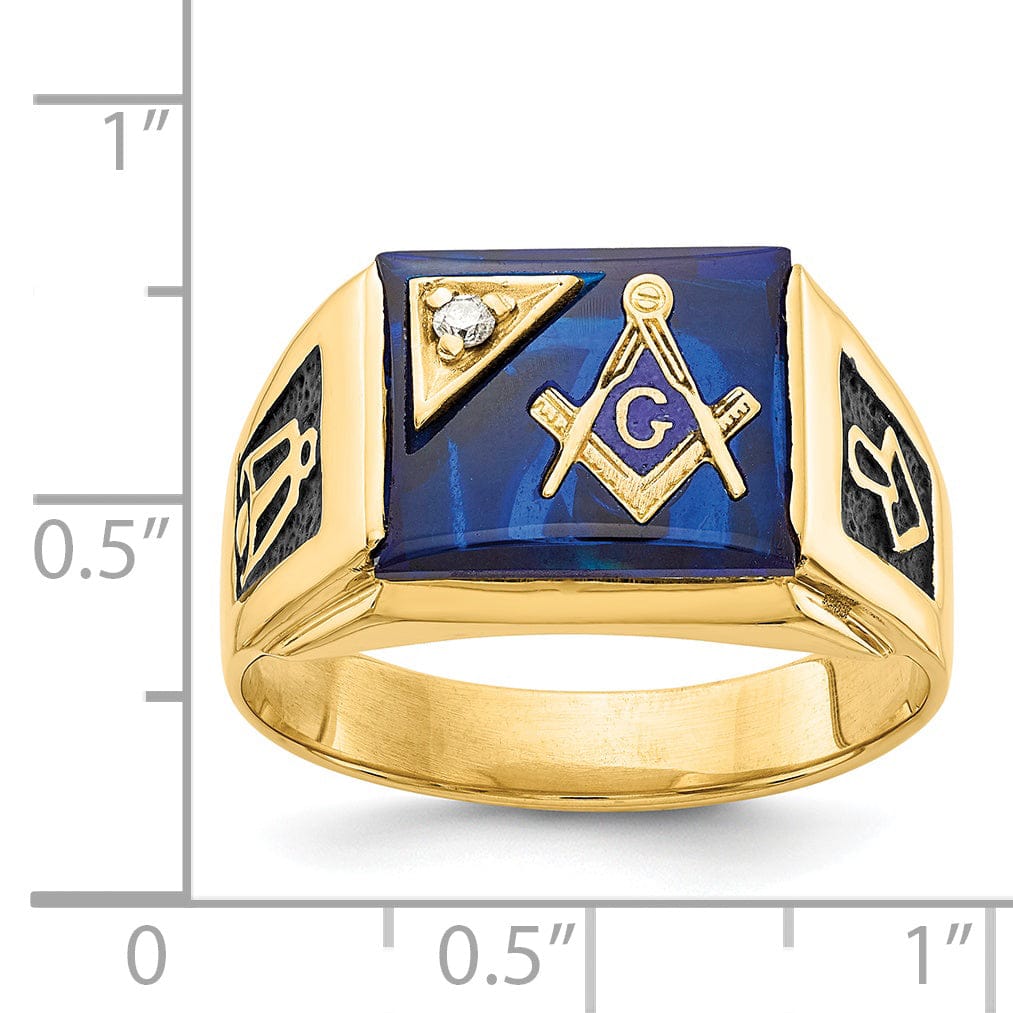 Lovely Rita's Ring 14k Yellow Gold Diamond Men's Masonic Ring
