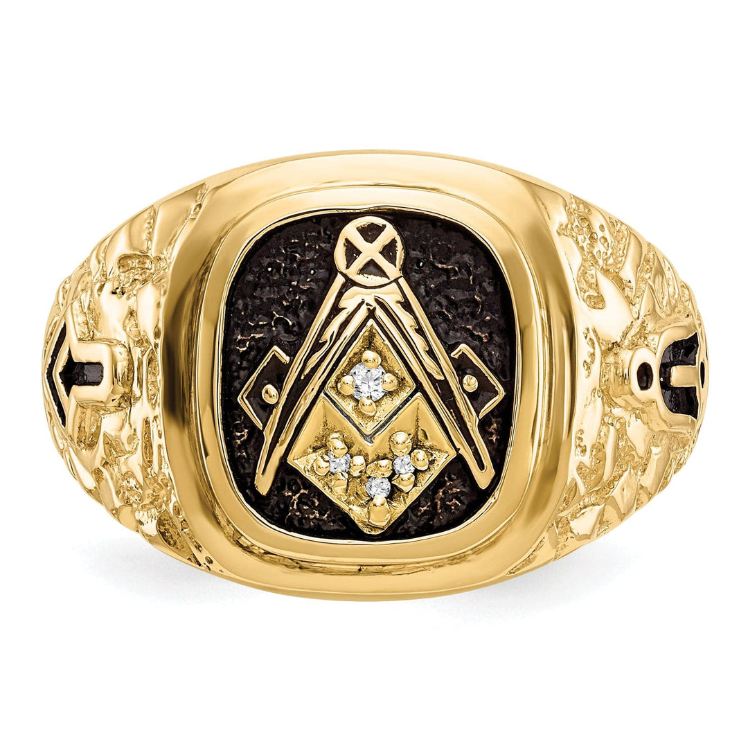 Lovely Rita's Ring 14k Yellow Gold Diamond Men's Masonic Ring
