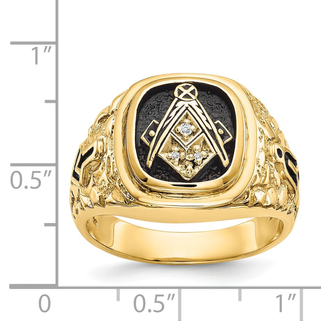 Lovely Rita's Ring 14k Yellow Gold Diamond Men's Masonic Ring