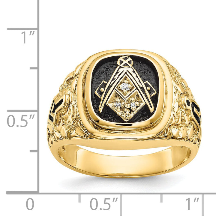 Lovely Rita's Ring 14k Yellow Gold Diamond Men's Masonic Ring