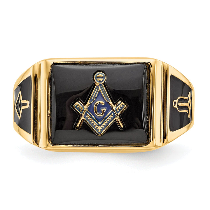 Lovely Rita's Ring 14k Yellow Gold Diamond Men's Onyx Masonic Ring