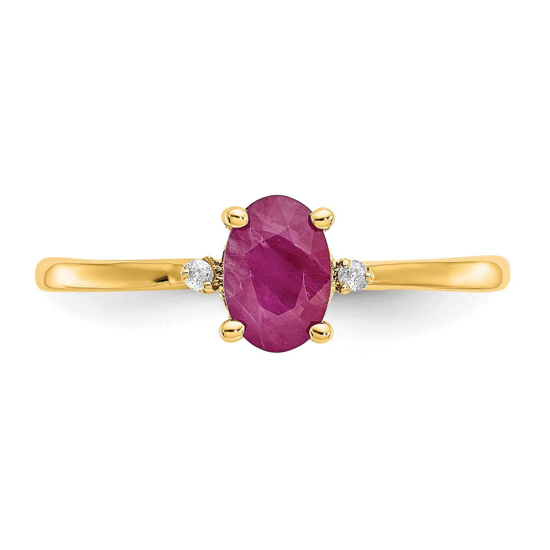 Lovely Rita's Ring 14k Yellow Gold Diamond Ruby Birthstone Ring