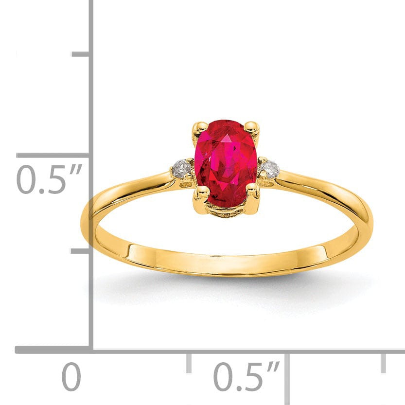 Lovely Rita's Ring 14k Yellow Gold Diamond Ruby Birthstone Ring