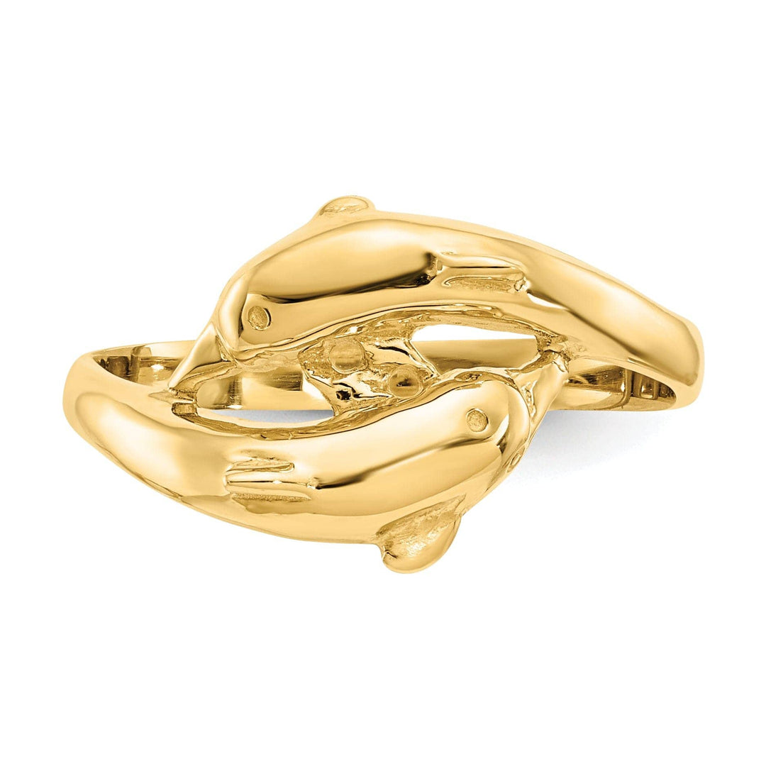 Lovely Rita's Ring 14k Yellow Gold Double Dolphin Ring
